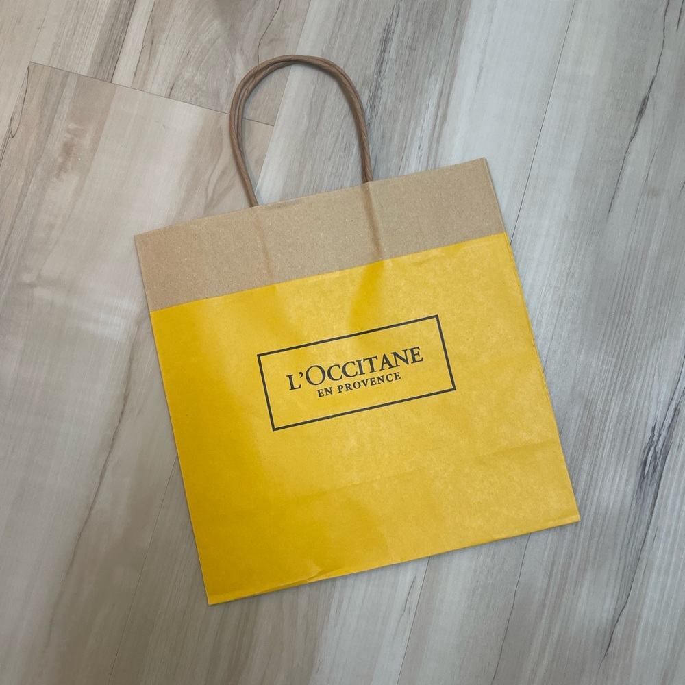 L'OCCITANE Vibrant Yellow Shopping Bag with Brown Handles